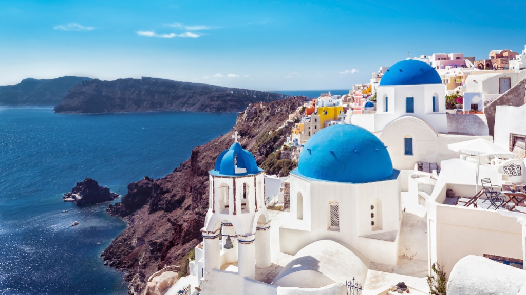 Chiese dalle cupole blu di Santorini, Grecia