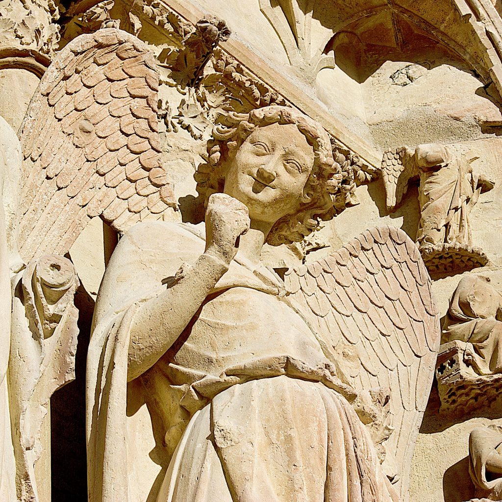 dettaglio della facciata della cattedrale di Reims